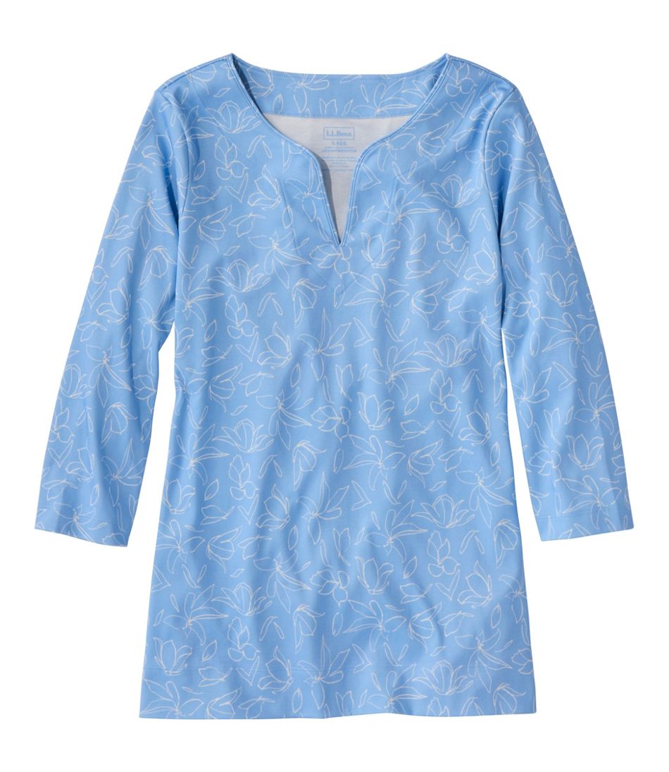 Women's Pima Cotton Tunic, Three-Quarter-Sleeve Splitneck Print | L.L.Bean