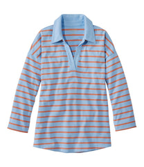 Women's Heritage Mariner Top, Splitneck Polo Three-Quarter-Sleeve Stripe | L.L.Bean