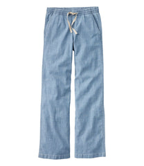 Women's Lakewashed Pull-On Chinos, Mid-Rise Wide-Leg Chambray | L.L.Bean
