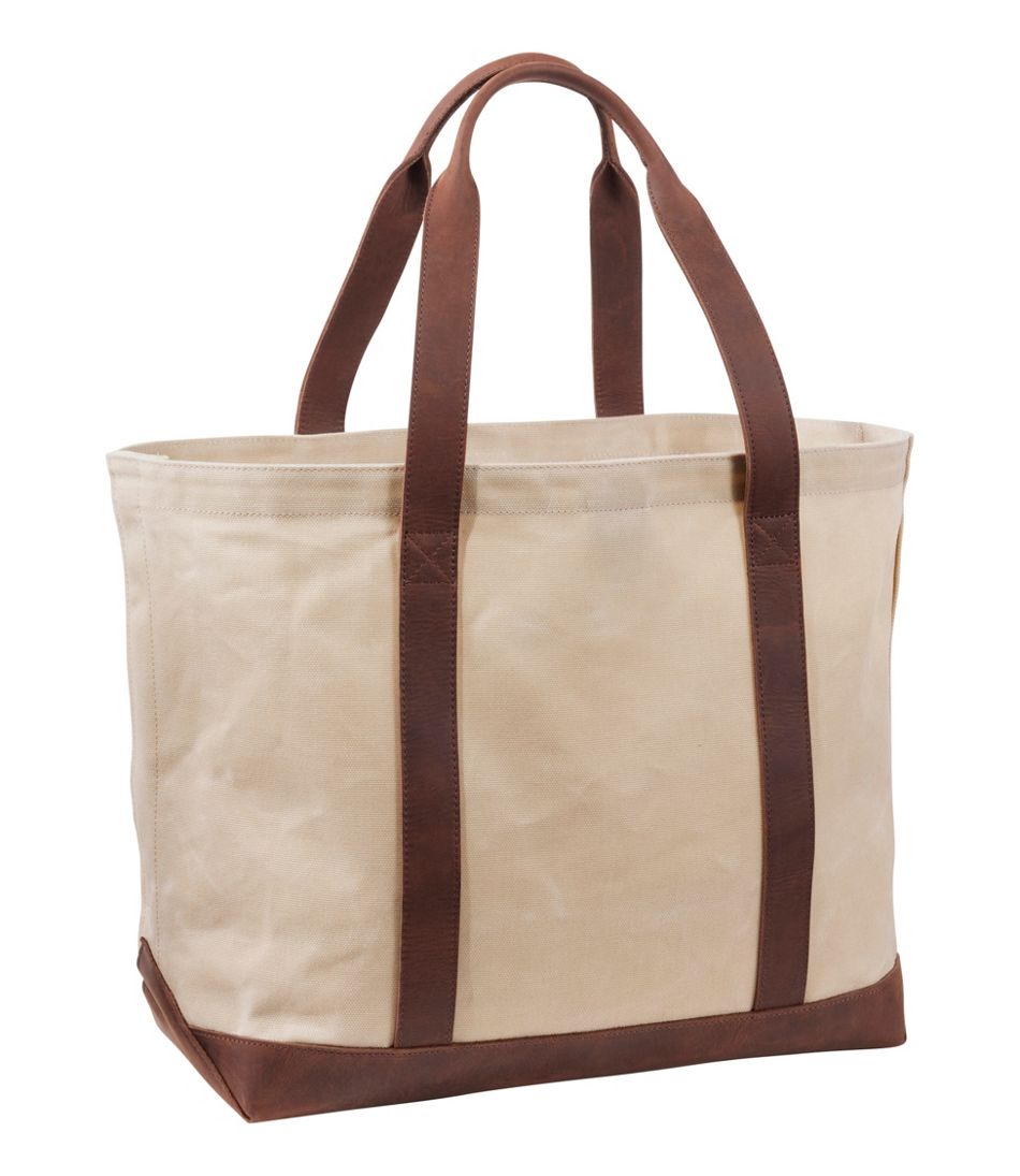 Leather-Trim Waxed Canvas Tote | L.L.Bean