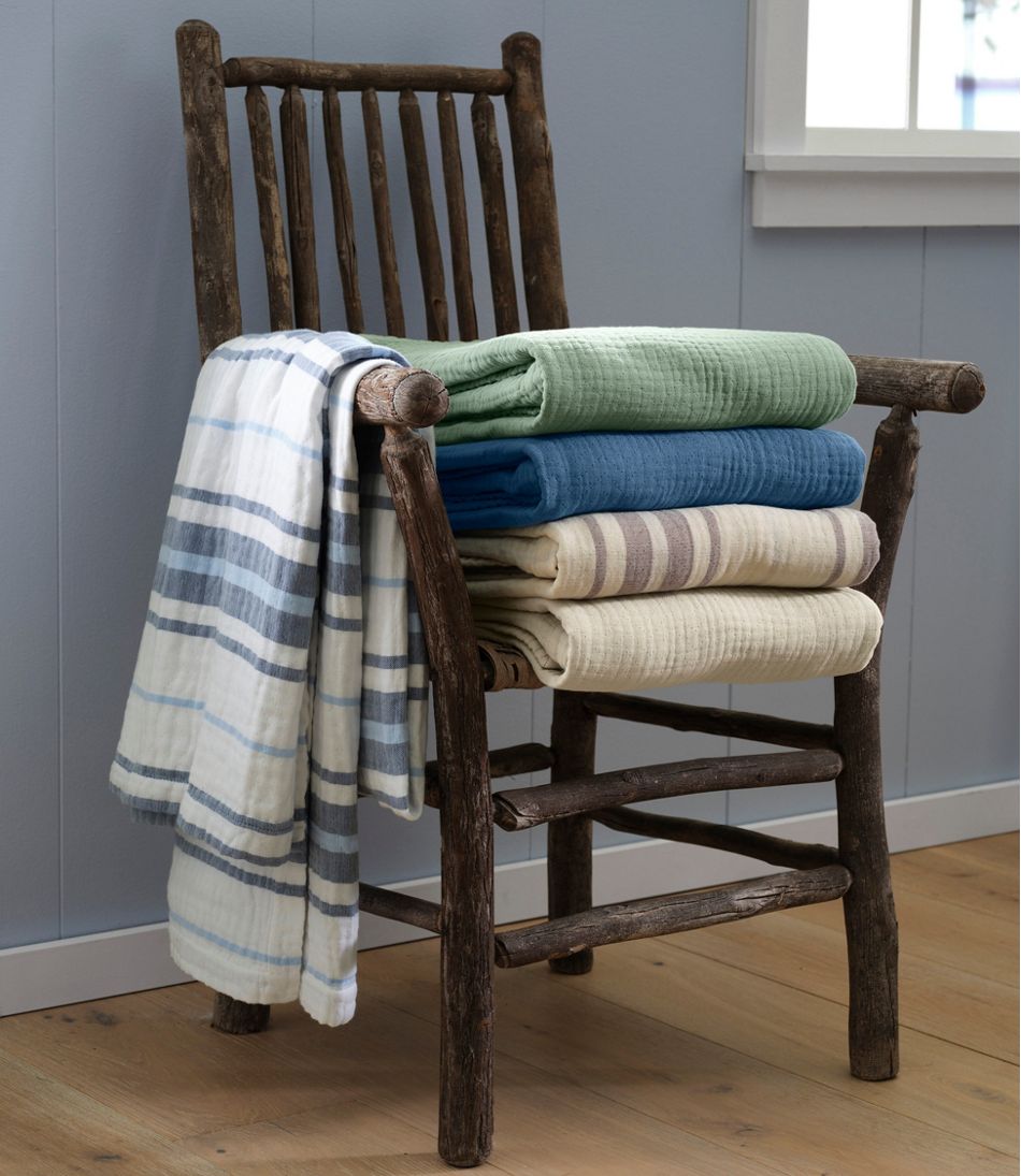 Lightweight Cotton Gauze Throw, Stripe | L.L.Bean