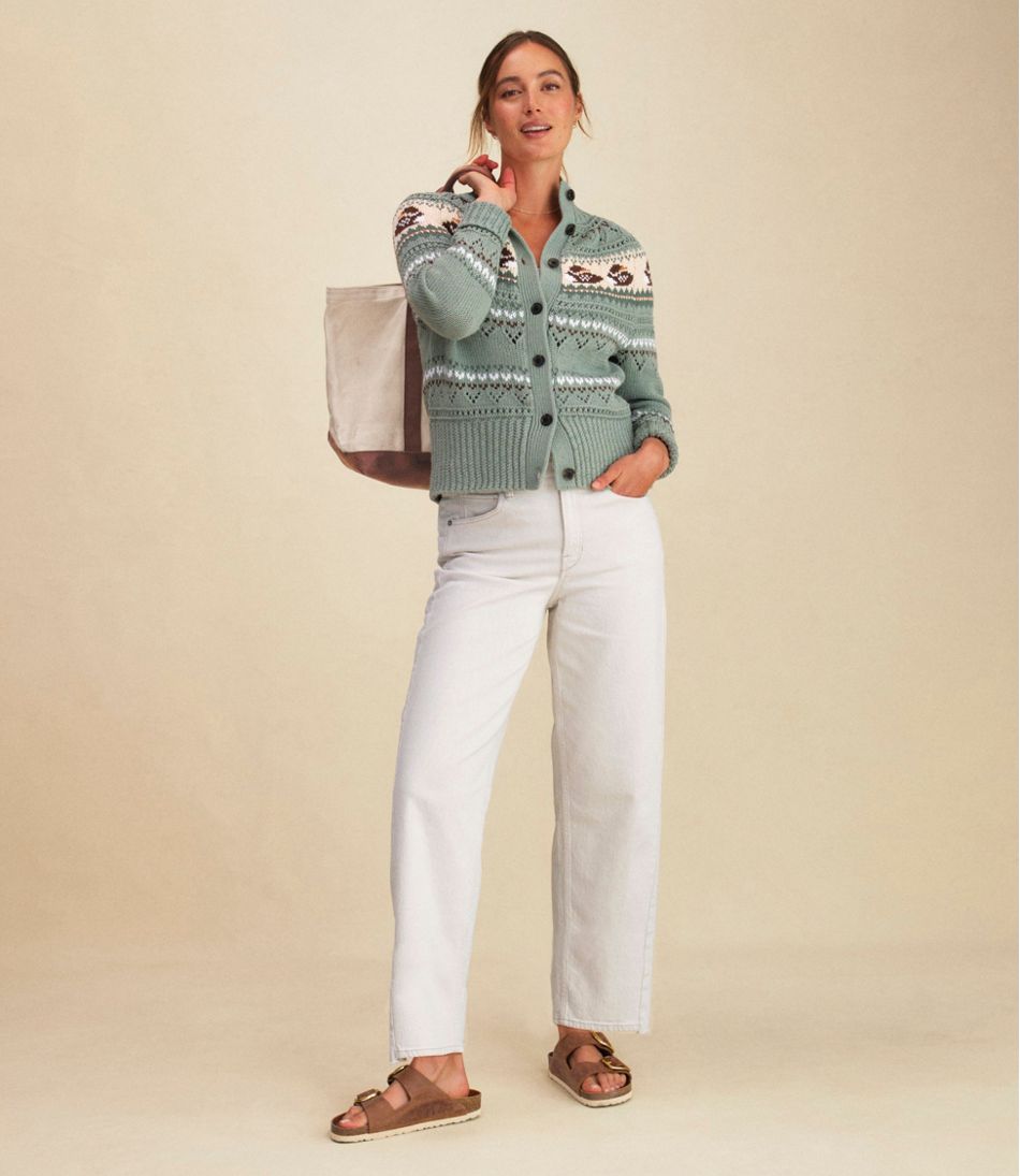 Women's Signature Cotton Fisherman Sweater, Short Cardigan Fair Isle | L.L.Bean