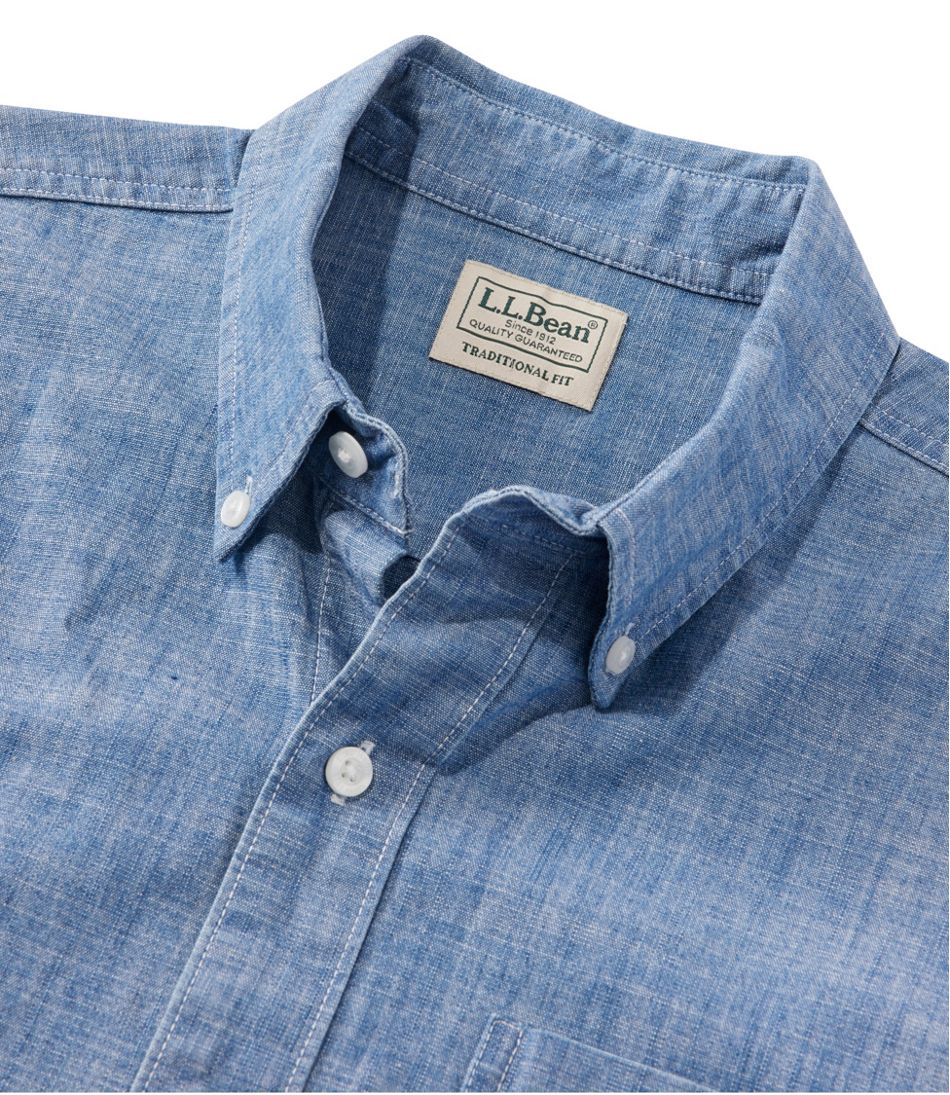 Men's Comfort Stretch® Chambray Shirt, Traditional Untucked Fit, Short-Sleeve | L.L.Bean