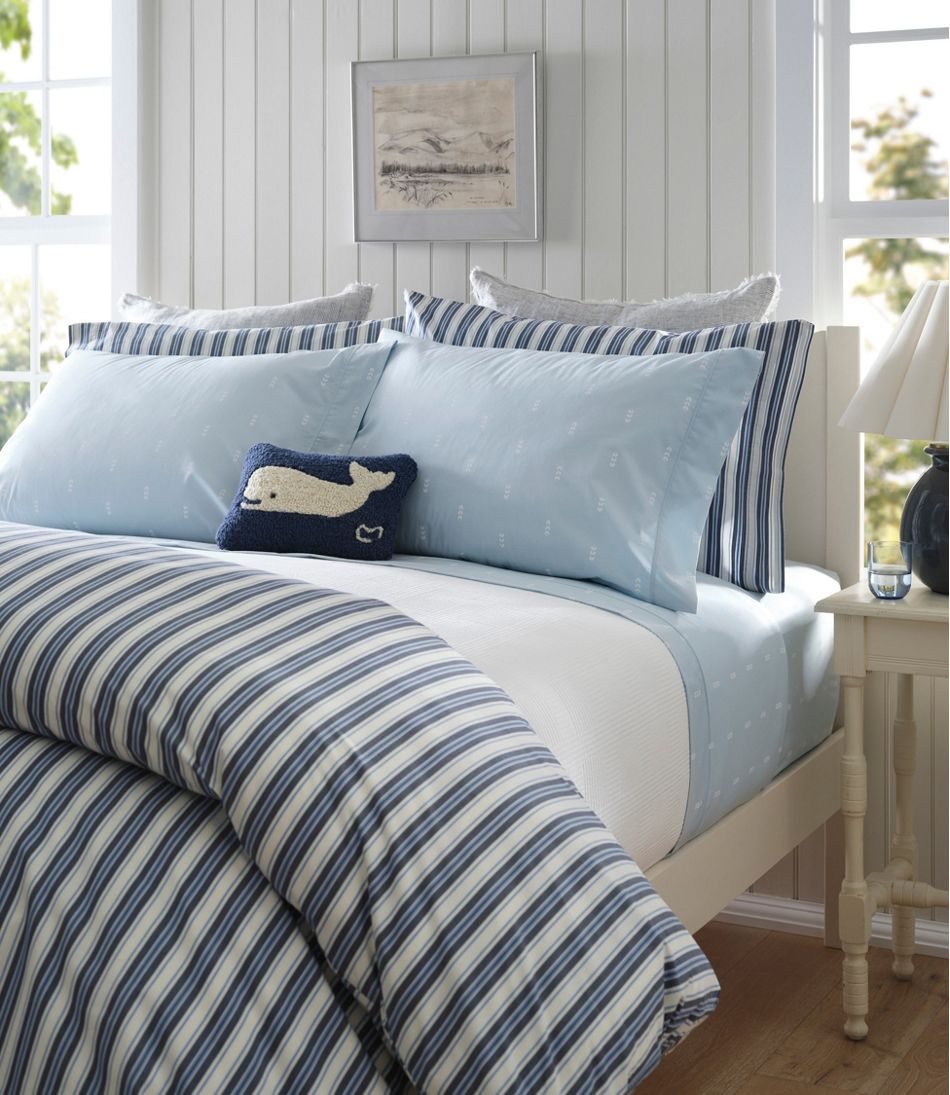 Sunwashed Percale Sheet Collection, Stamped Leaf Print | L.L.Bean